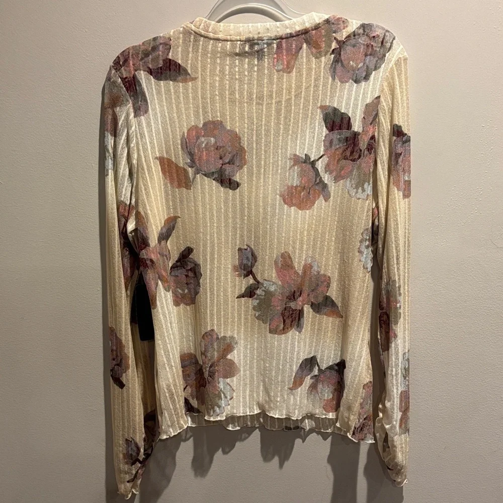 Rachel Floral Cream Long-Sleeve Ribbed Tee - Picture 5 of 8